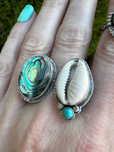 Load image into Gallery viewer, Siren Abalone Cowrie shell ring

