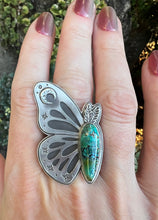 Load image into Gallery viewer, The Chosen.. Sterling silver perched turquoise butterfly ring
