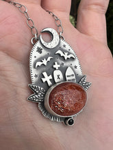 Load image into Gallery viewer, Midnight in the graveyard.. Sterling silver Sunstone talisman necklace
