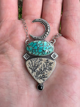 Load image into Gallery viewer, The phoenix.. Sterling silver turquoise quote necklace
