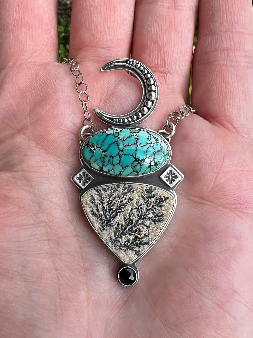 The phoenix.. Sterling silver turquoise quote necklace