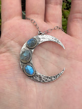 Load image into Gallery viewer, Labradorite sterling silver crescent moon talisman
