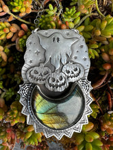 Load image into Gallery viewer, Haunted pumpkin patch quote necklace
