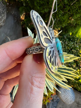 Load image into Gallery viewer, The Chosen.. Sterling silver perched turquoise butterfly ring
