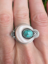 Load image into Gallery viewer, Crescent moon turquoise ring
