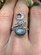 Load image into Gallery viewer, Raven talisman moonstone ring
