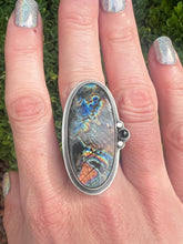 Load image into Gallery viewer, Oil slick.. Sterling silver Labradorite statement ring
