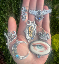 Load image into Gallery viewer, Labradorite sterling silver crescent moon talisman
