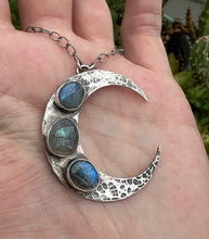 Load image into Gallery viewer, Labradorite sterling silver crescent moon talisman
