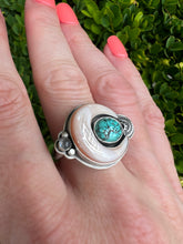 Load image into Gallery viewer, Crescent moon turquoise ring
