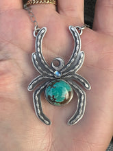 Load image into Gallery viewer, Magic weaver.. Sterling silver turquoise spider talisman necklace
