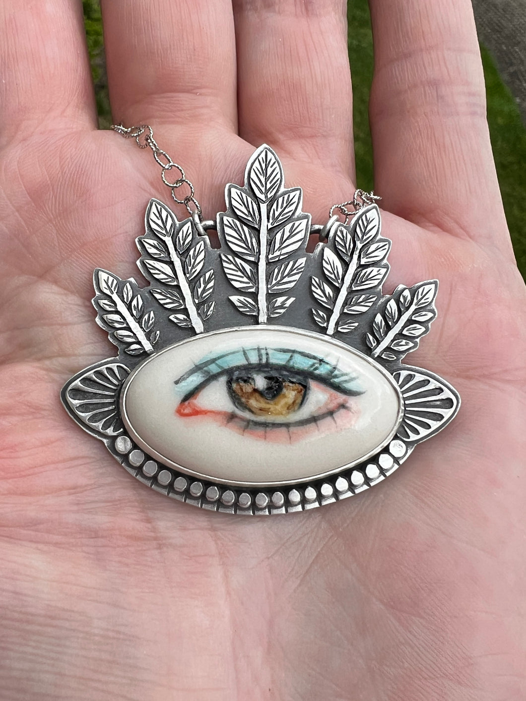 Hazel… Sterling silver protection eye quote necklace