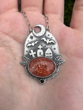 Load image into Gallery viewer, Midnight in the graveyard.. Sterling silver Sunstone talisman necklace

